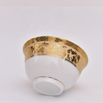 China Chinni Idishlar Rice Soup Porcelain Ceramic Bowls Viable Decal Gold for Uzibek and Tajik en venta