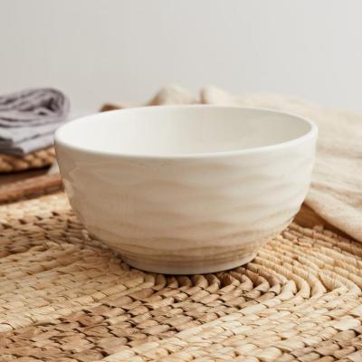 Cina Sustainable Japanese Water Pattern Wave Outside 4.5inch Porcelain Ceramic White Bowl in vendita