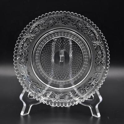 China Sustainable Decoration Crystal Glass Fused Dessert / Cake Dish Glass Fruit Dish Dry Glassware for sale