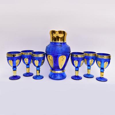 Cina Good Quality 7PCS Viable Wholesale Custom Golden Water Jug Drinking Set in vendita