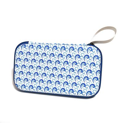 China Custom Portable EVA Cosmetic Cases Makeup Storage Shell Case Durable Blue Wave Pattern Portable Hard Fashion Bag for sale