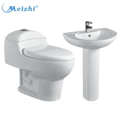 China Hot Selling Double-Flow Comfort Modern Bathroom Strap One-piece Toilet Basin Combination for sale