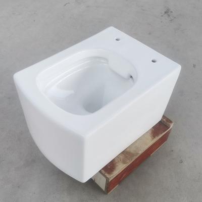 China Double-Flow European Bathroom Square Wall Hung Toilet Ceramic Wall Mount Hotel Double Flush Toilet for sale