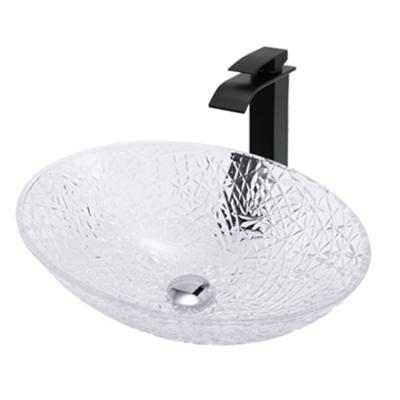 China Italy Modern Design Crystal Wash Basin Above Basin Clear Glass Sink for sale