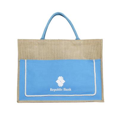 China Eco Friendly Handled Natural Burlap Tote Bags Jute Reusable Shopping Bag for sale