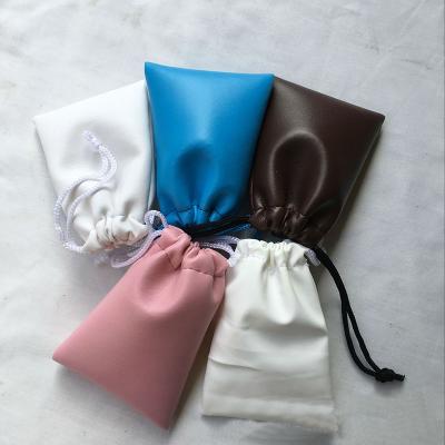 China School PU Waterproof Drawstring Bag Christmas Gift / Wedding Leather Pouch Product Packaging Bags for sale