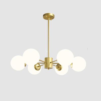 China Modern Ready To Ship 6 Bulbs 8 Bulbs Gold Chandeliers Iron Hanging Light Modern Luxury Living Room Lamp for sale