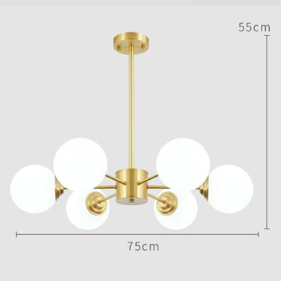 China Modern Nordic Chandeliers Home Decoration Minimalist 12W Style Creative Copper Ball Shape Modern Led Pendant Lamp for sale