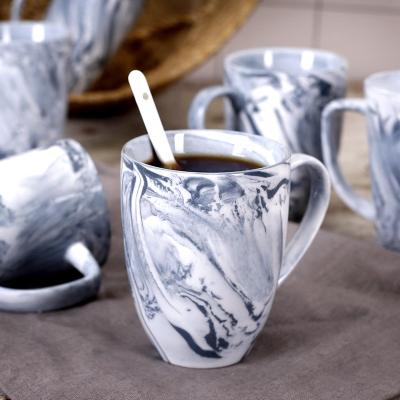 China Wholesale Cheap Home Viable Marble Viable Porcelain Travel Cup Marble Colored Mug Glazed Coffee Mug for sale