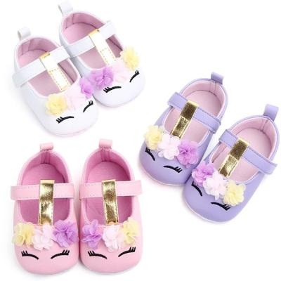 China New Deodorization Toddler Baby Soft Soled PU Leather First Walking Shoes With Flower Crib Shoes for sale