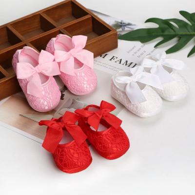 China Deodorization fashion soft comfortable soled baby walking first bow anti slip shoes crib shoes for sale