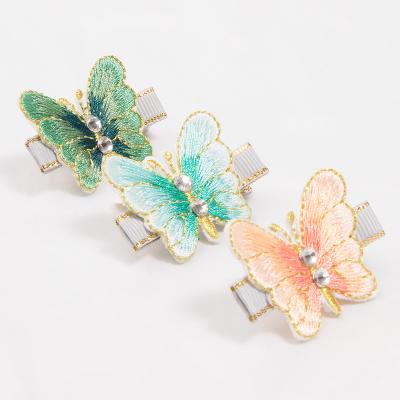 China Fashion Embroidery Butterfly Hair Clips For Kids Girls Hairpin Women Hair Accessories Headdress Ornament for sale