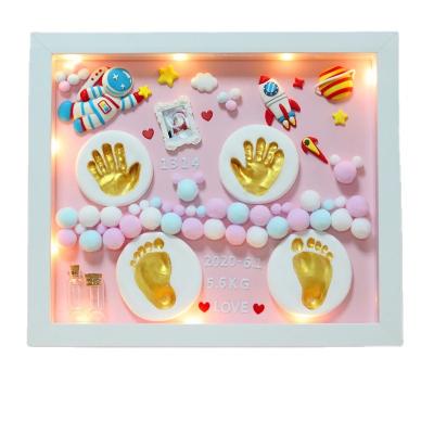 China Hand Print Baby Footprint DIY Air Drying Clay Baby Hand Footprint Casting Kit Soft Ultralight Newborn Gift for sale