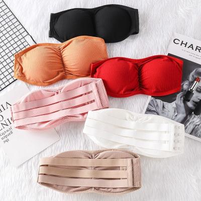 China Antibacterial women's cotton bra 1 piece bralet, with back crop top strapless bralette zipper top lingerie for sale