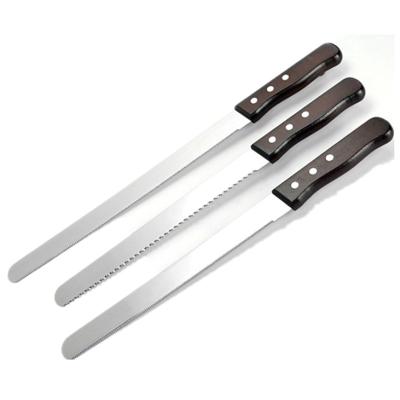 China 10 Inch Workable 12 Inch 14 Inch Chef Knife Wood Handle Stainless Steel Coarse Teeth And Fine Teeth Blade Bread Cutter Serrated Knife for sale