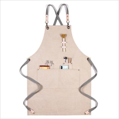 China Adjustable Waist Adjustable Strap And Large Pockets Cotton Canvas Kitchen Apron for sale