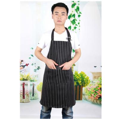 China Sustainable Black And White Striped Apron Cafe Milk Restaurant Hotel Men And Women Cooking Apron for sale