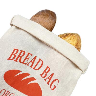 China Recyclable Reusable Drawstring Bag for Bread Baguette and Homemade Artisan Bread Storage Cotton Bag for sale