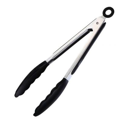 China Durable Stainless Steel And Silicone Kitchen Tongs Heat Resistant Utensil BBQ Tongs for sale