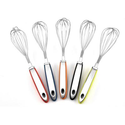 China 29cm Workable 304 Stainless Steel Wire Silicone Handle Egg Beater Dough Mixer Stirring Beater for sale