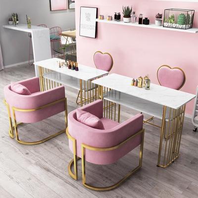 China Cheap Modern French Luxury Furniture Beauty Style Treatment Station Manicure Rough Marble Top Table Salon Condoms for sale