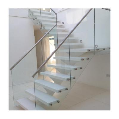 China Contemporary Customized Exterior Luxury Led Staircase Design Tempered Glass Staircase With Acrylic Stair Railings for sale