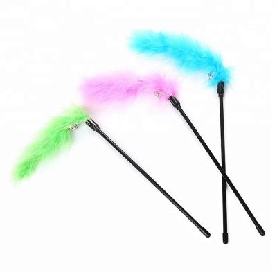 China Viable Turkey Feather Magic Wand Stick For Pet Kitten Jumping Train Cat Catcher Teaser Toy For for sale