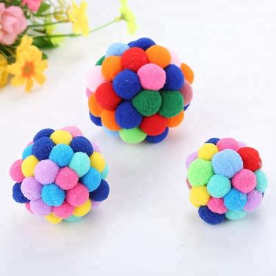 China Handmade Colorful Ball Stocked For Cat Playing Three Size S/M/L Cat Scratching Toy for sale