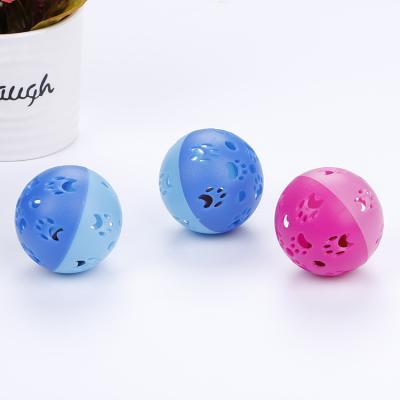 China Stocked Different Colors Jingle 5cm Plastic Cheap Ball Lovely Cat And Dog Toy Ball for sale