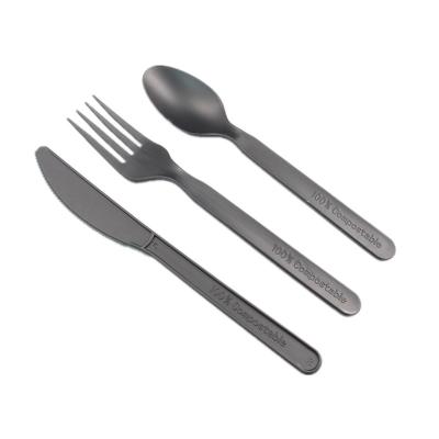 China Wholesale Luxury 100% Biodegradable Disposable Eco-Friendly Wedding Cutlery Set Plastic Compostable PLA Cutlery Flatware Set for sale