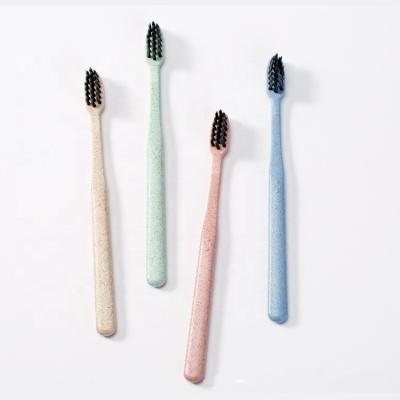 China 100% Organic Biodegradable Wheat Disposable Toothbrush Eco Degradable Toothbrush Bio Degradable Toothbrush for sale