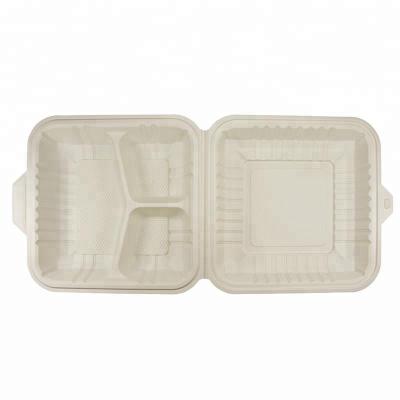 China Microwavable Biodegradable Disposable 3 Compartment Microwave Fast Food Container for sale