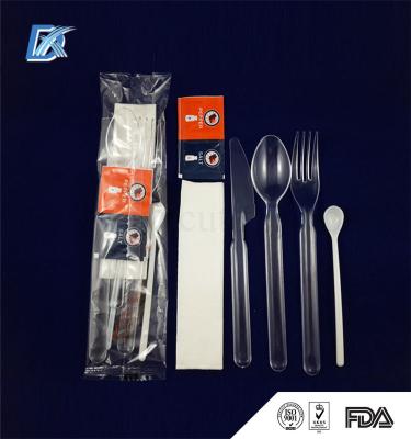 China Good Quality Eco-friendly China Supplier Most Popular Inflight Disposable 7 in 1 Plastic Airline Cutlery Set for sale