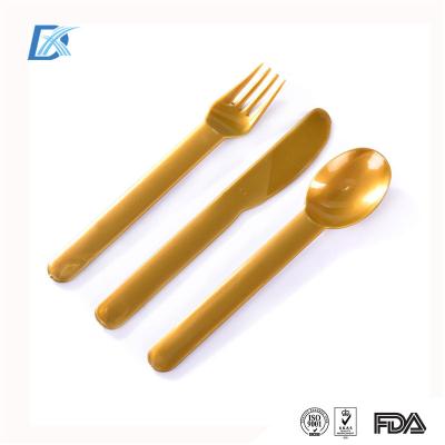 China 2021 Disposable China Supplier Rose Gold Plastic Golden Cutlery Hard Resistant Disposable for sale