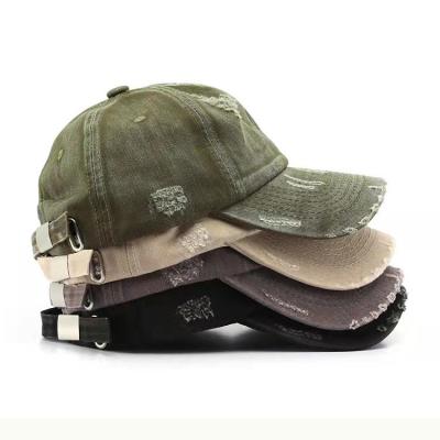 China Factory Price 6Panel Ripped Sports Baseball Dad Hat Caps Plain Unstructured High Quality Plain Hats Distressed a for sale