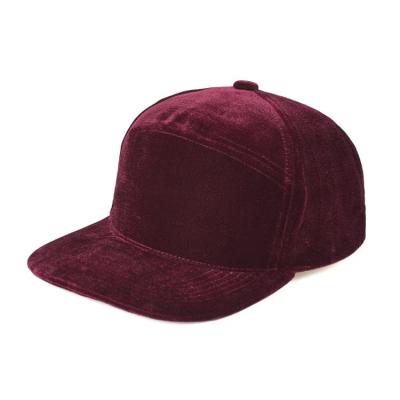 China Low Price COMMON Quality Purple Velvet Five Panel Hip Hop Snapback Hats Hat Cap For Women Men for sale