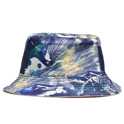 China 17Years ECO Factory Woven Label Logo All Full Printed Bucket Hats Hat Headwear Reversible for sale