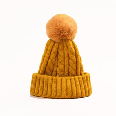 China Custom Outdoor Warm Beanies Casual Logo Rib Winter Pom Knit Knitted Beanie Hat Hats Cap Solid Color Embroidery Caps for for sale