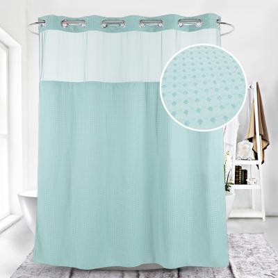 중국 Sustainable White Waffle Fabric Hookless Shower Curtain With Removable Polyester Shower Curtain Liner 판매용