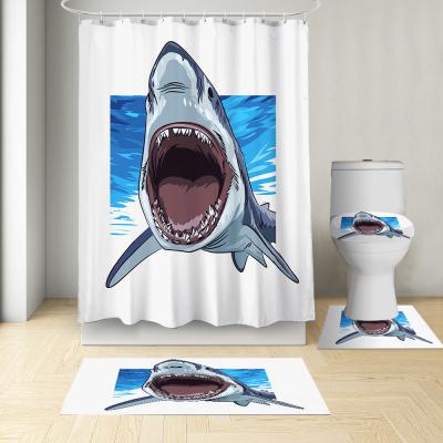 China Sustainable Hot Sale Customized Size Bathroom Sets Shower Curtain Set 4 Pcs For Home for sale