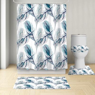 China Europe Style Stocked Designers Shower Curtains Set Custom Waterproof Shower Curtain Set For Bathroom for sale