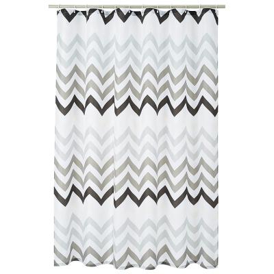 China Amazon Hot Selling Viable Shower Curtain with Hooks - 72 x 72 inches, Gray Ombre Chevron for sale