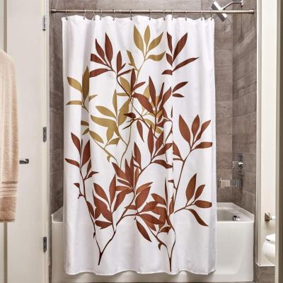 중국 Sustainable hot sale ECOTOB green leaves shower curtain for bathroom, spring watercolor green leaf showe curtain 판매용