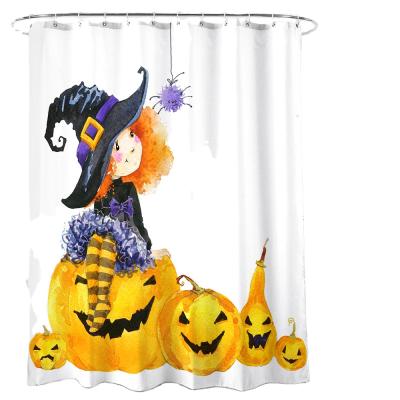 China Viable Christmas Art Shower Curtain Waterproof Bath Curtain Bathroom Halloween Decor Curtains With Hooks for sale