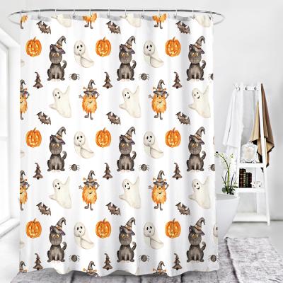 중국 Sustainable Waterproof Fabric Custom Design Shower Curtain , Bathroom Hallowmas Decorations Shower Curtain 판매용