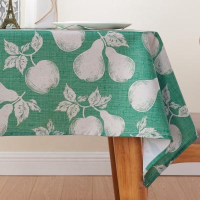 中国 Oilproof Green Squash Pattern Waterproof 100% Polyester Digital Printed Tablecloth 販売のため