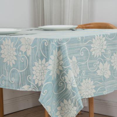 China Waterproof luxury flower fabric table cloth100% polyester, soil resistant dining, party and banquet tablecloth for sale