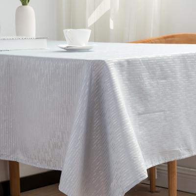 China Silver Waterproof Luxury Dobby Fabric Tablecloth, 100% Polyester Waterproof Dining Party and Banquet Tablecloth for sale