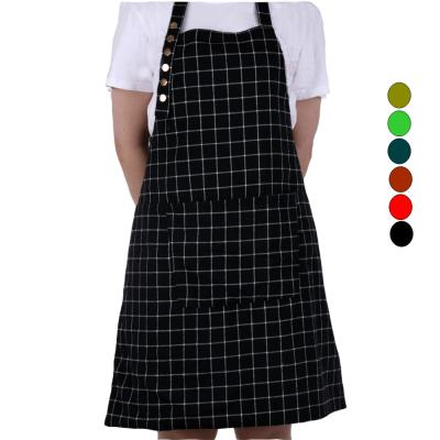 China Black Drinks / Food Kitchen Fashion Spun Polyester Restaurant Cooking Lattice Apron for sale