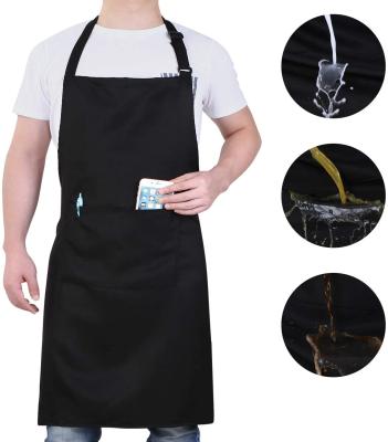 China Adjustable Drinks / Food Bib Aprons , Water Oil Stain Resistant Black Chef Cooking Kitchen Aprons With Pockets for sale